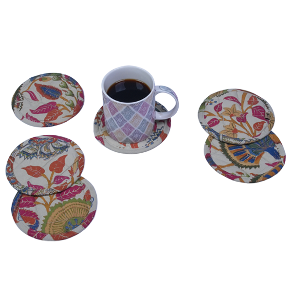 Quilted Coaster Set Of 6 - Mohabbat Garnet