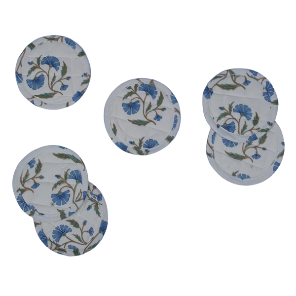 Quilted Coaster Set Of 6 - Bina Gola Baja Blue
