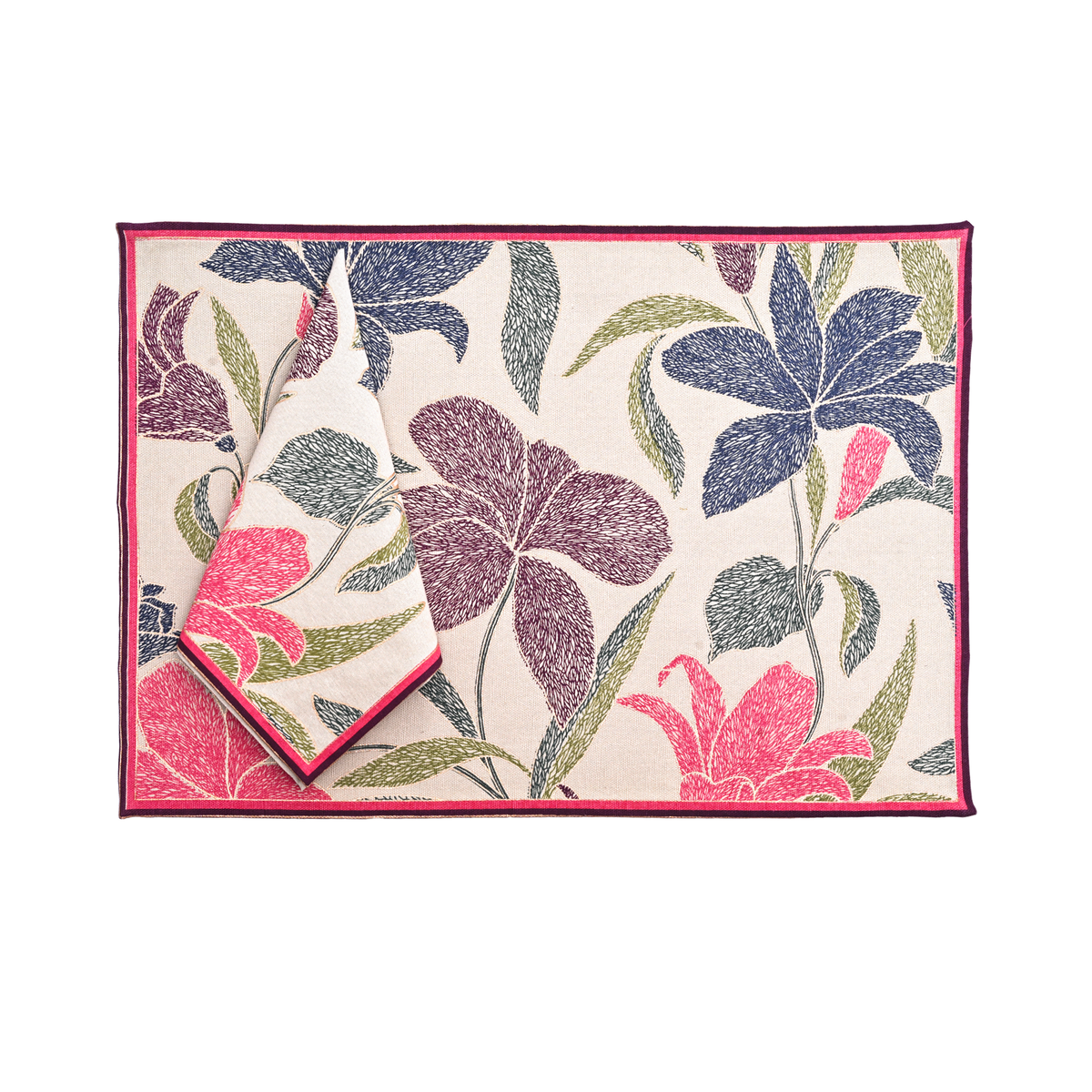 Mat & Napkin set of 6 - Diana Flower Poppy