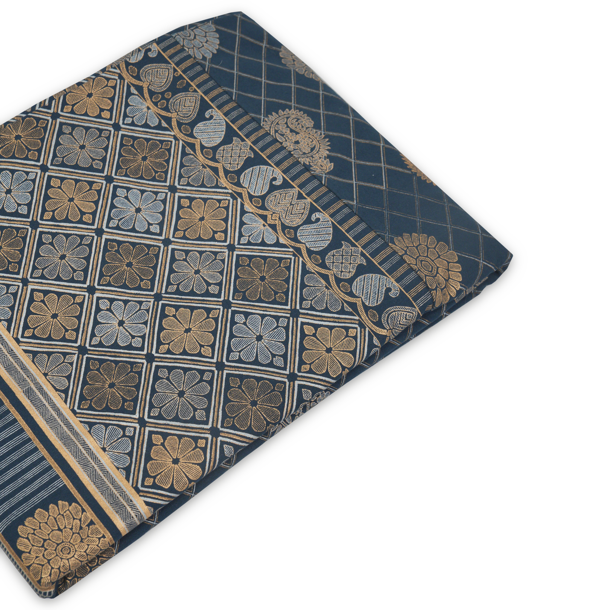 Bed Cover - Zari Kashi Neel