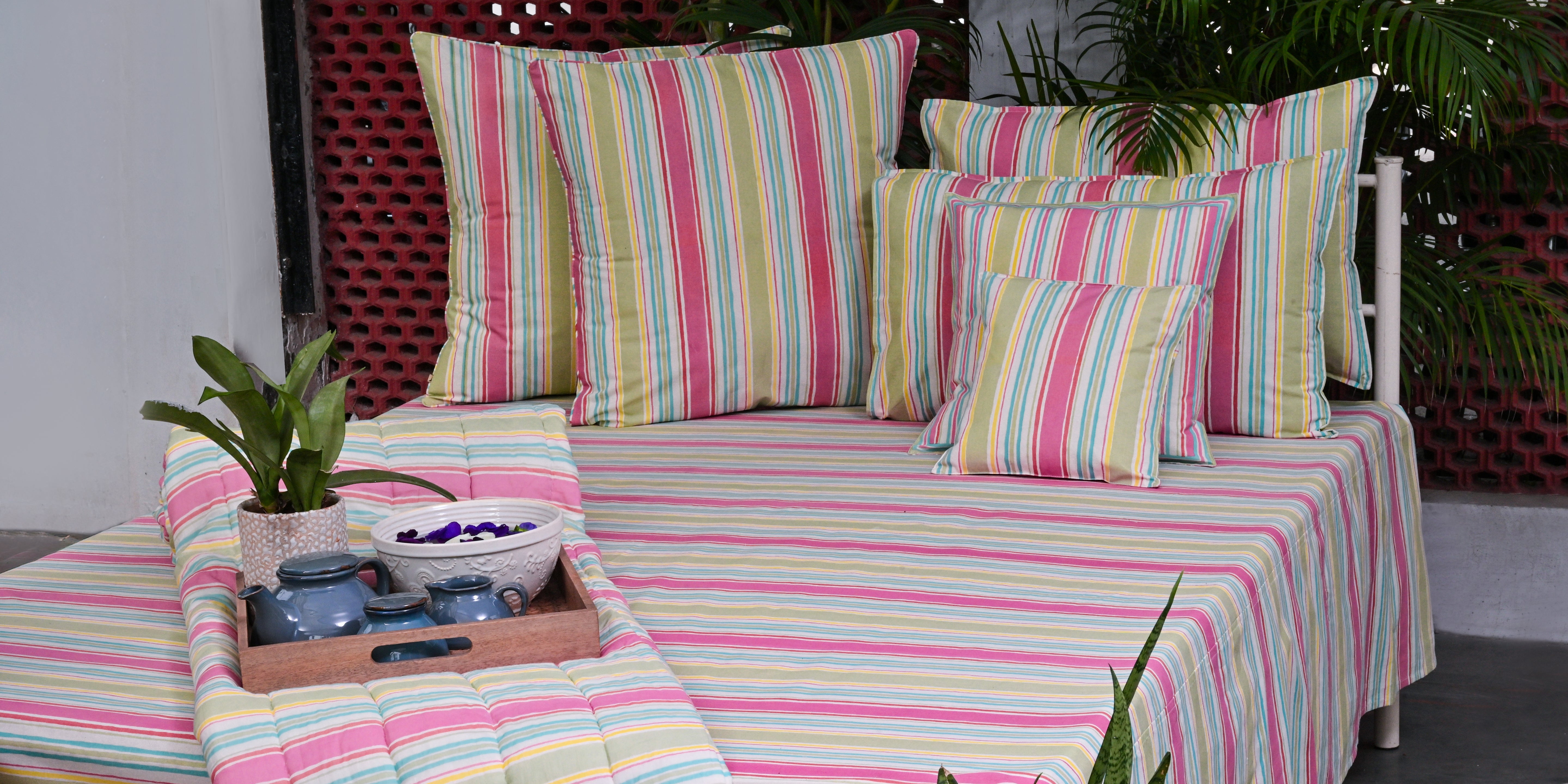 Bed Cover - Breuninger Stripe Green Sheen