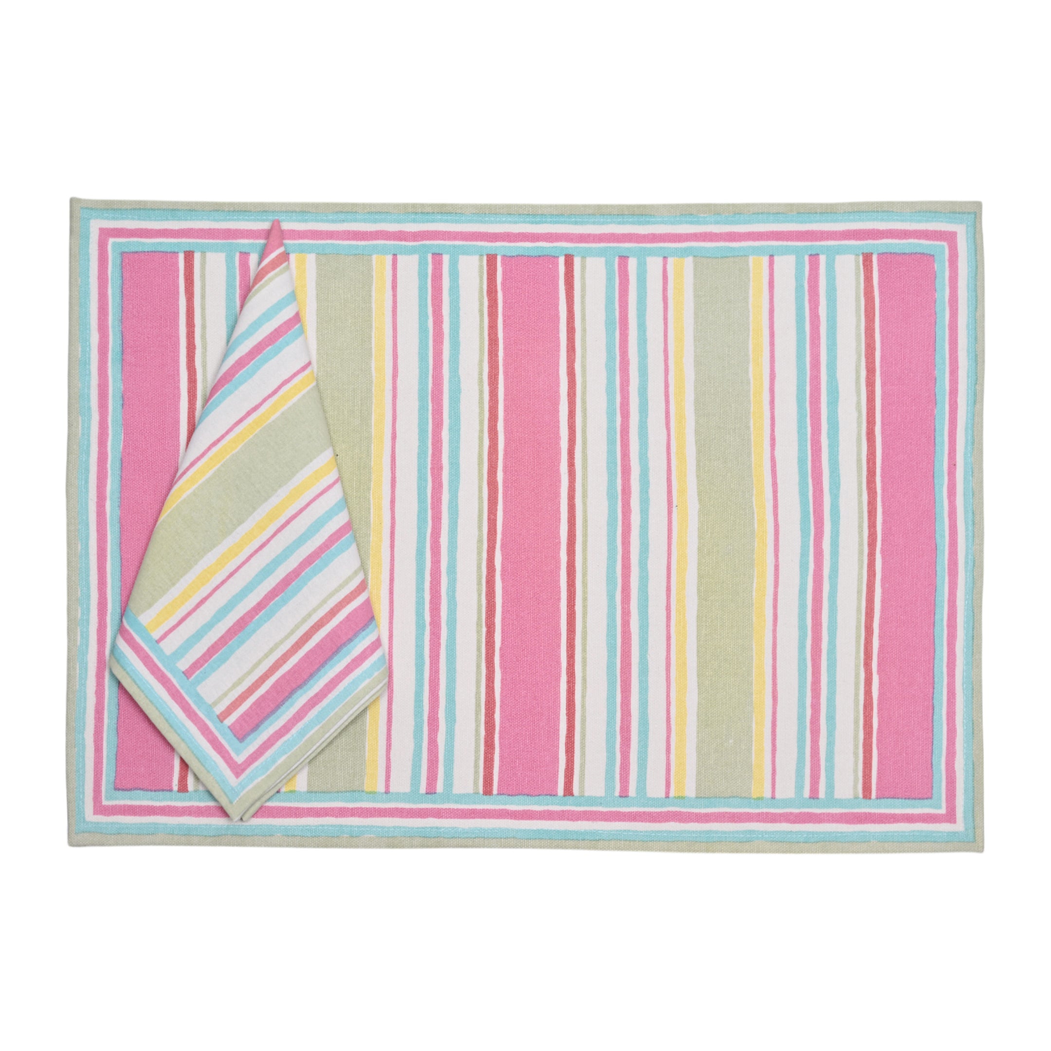 Mat Nap (Set of 6) - Breuninger Stripe Green Sheen