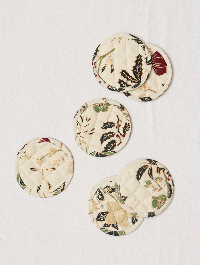 Coaster Set Of 6 - Herberium Red/Green