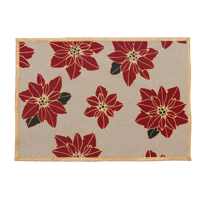Mat Set of 6- Poinsettia Red