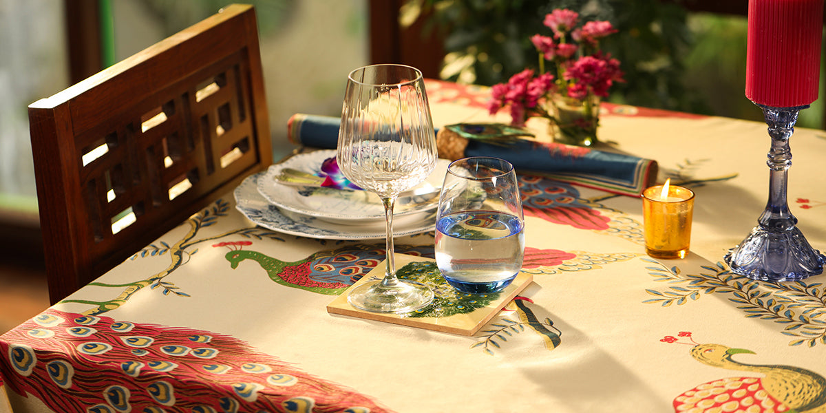 Table Cloth - Peacock Bubbles