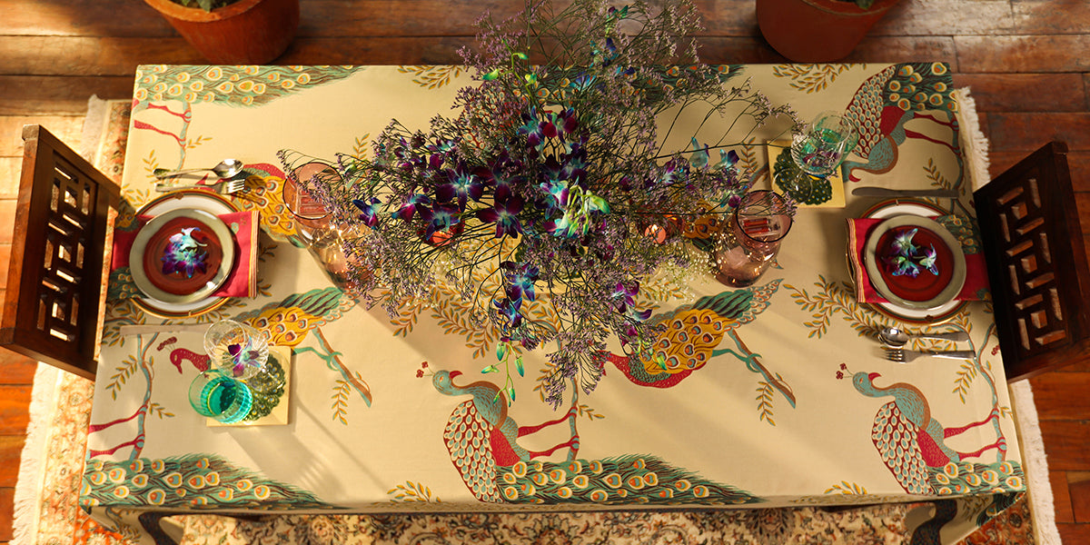 Table Cloth - Peacock Jublient Red