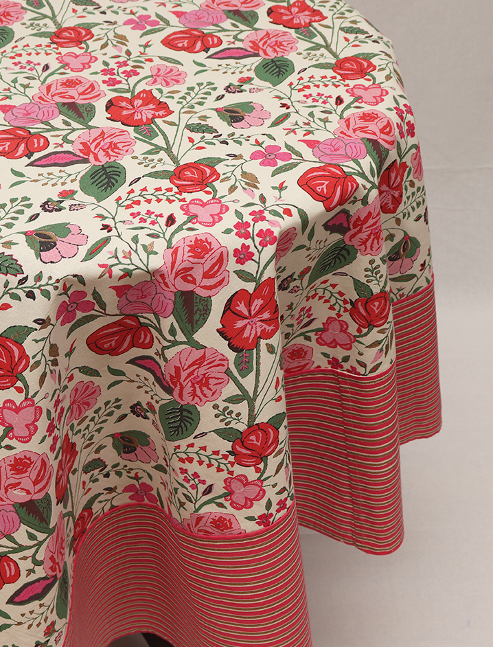 Round Table Cloth - Mughal Garden Mughal Green