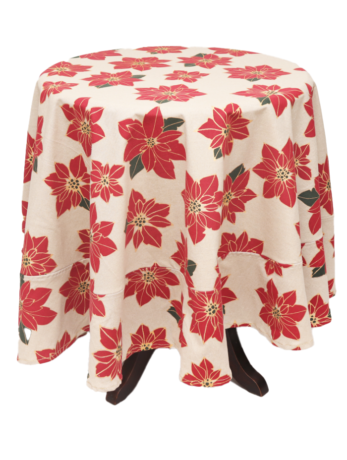 Round Table Cloth - Poinsettia Red