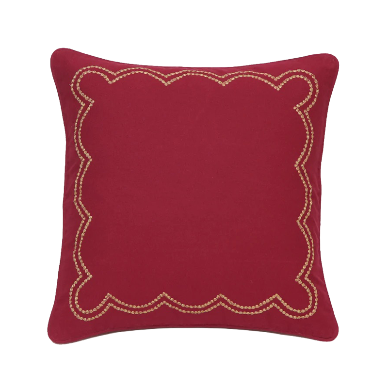 Cushion Cover - Kundan Scalloped Mehroon