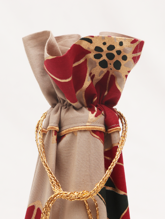 Emb Wine Bag - Poinsettia Red