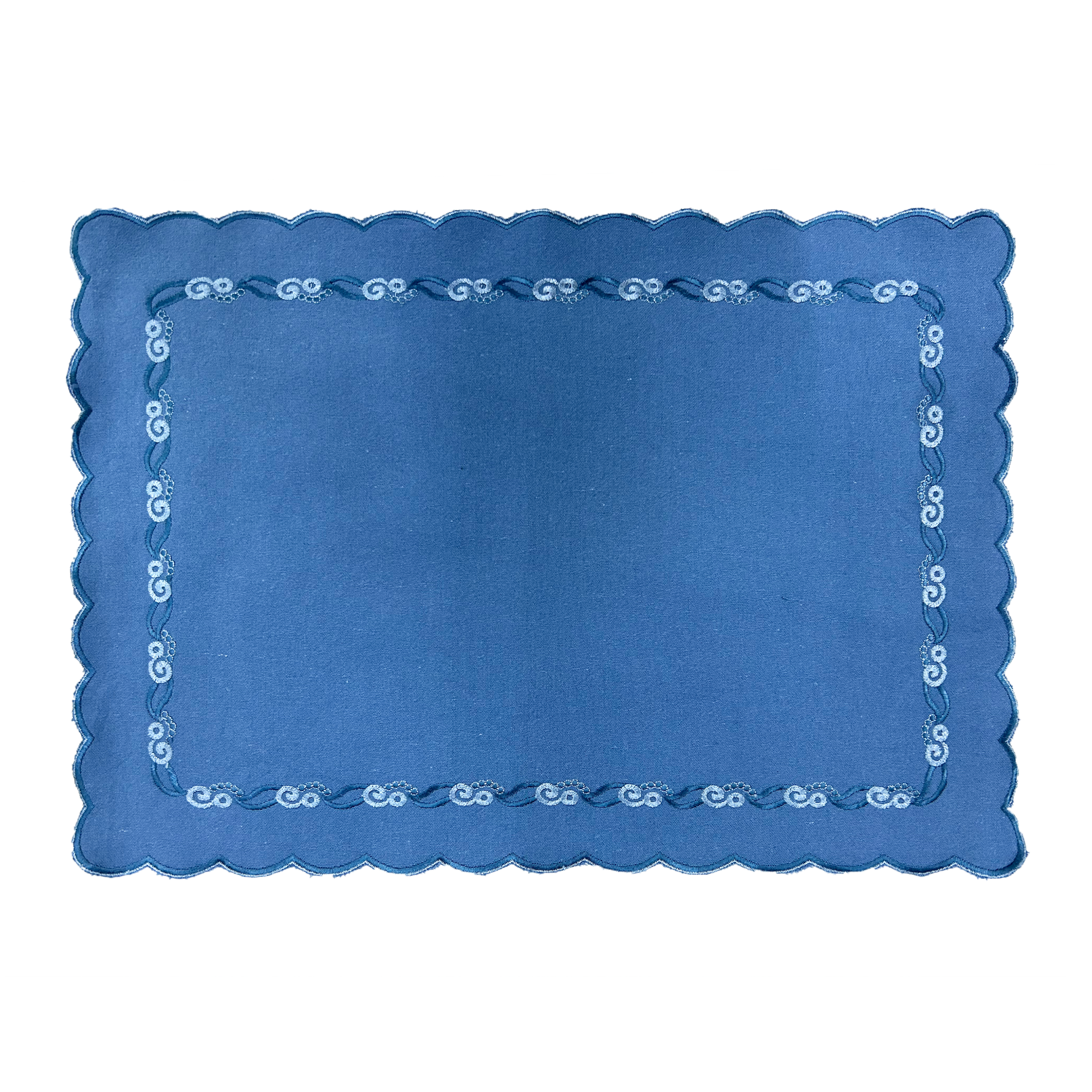 Mat set of 6 - Scalloped Bale - Baja Blue