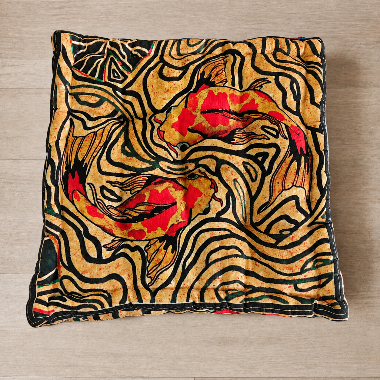 Koi Mustard Box Cushion