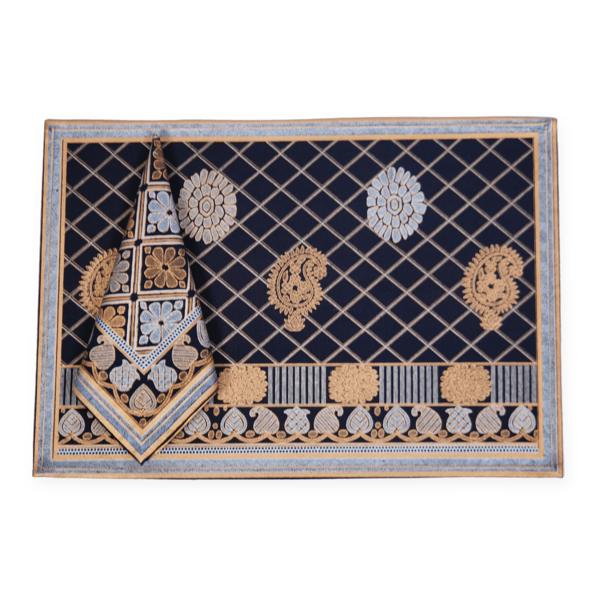 Mat Nap Set Of 6 (WP) - Zari Kashi Neel