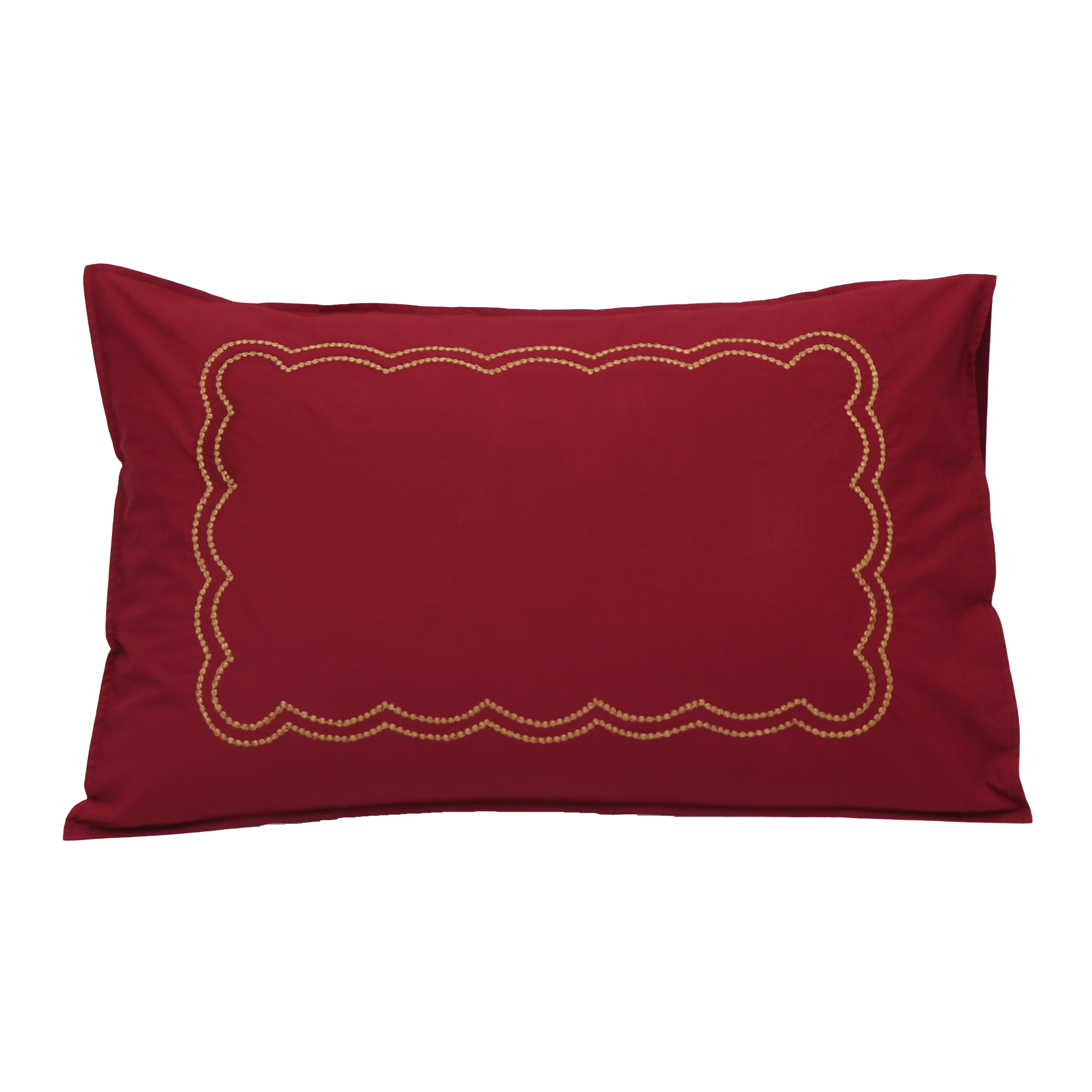 Pillow Cover - Kundan Scalloped Mehroon