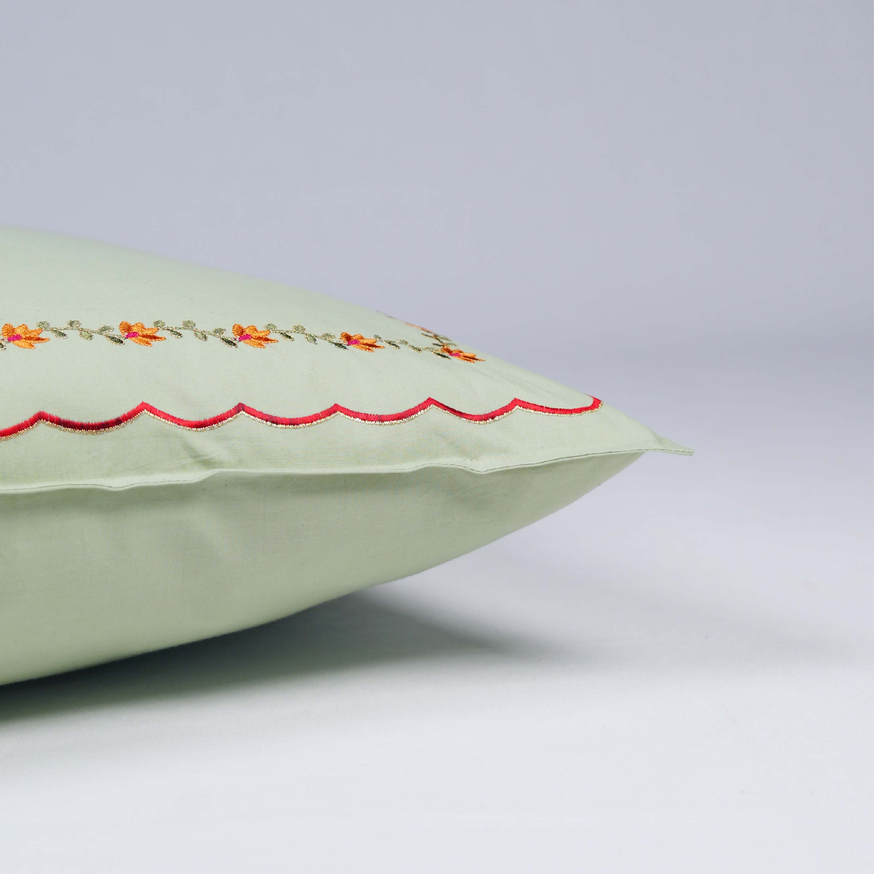 Pillow Cover - Scalloped Phool Patti - Sweet Pea