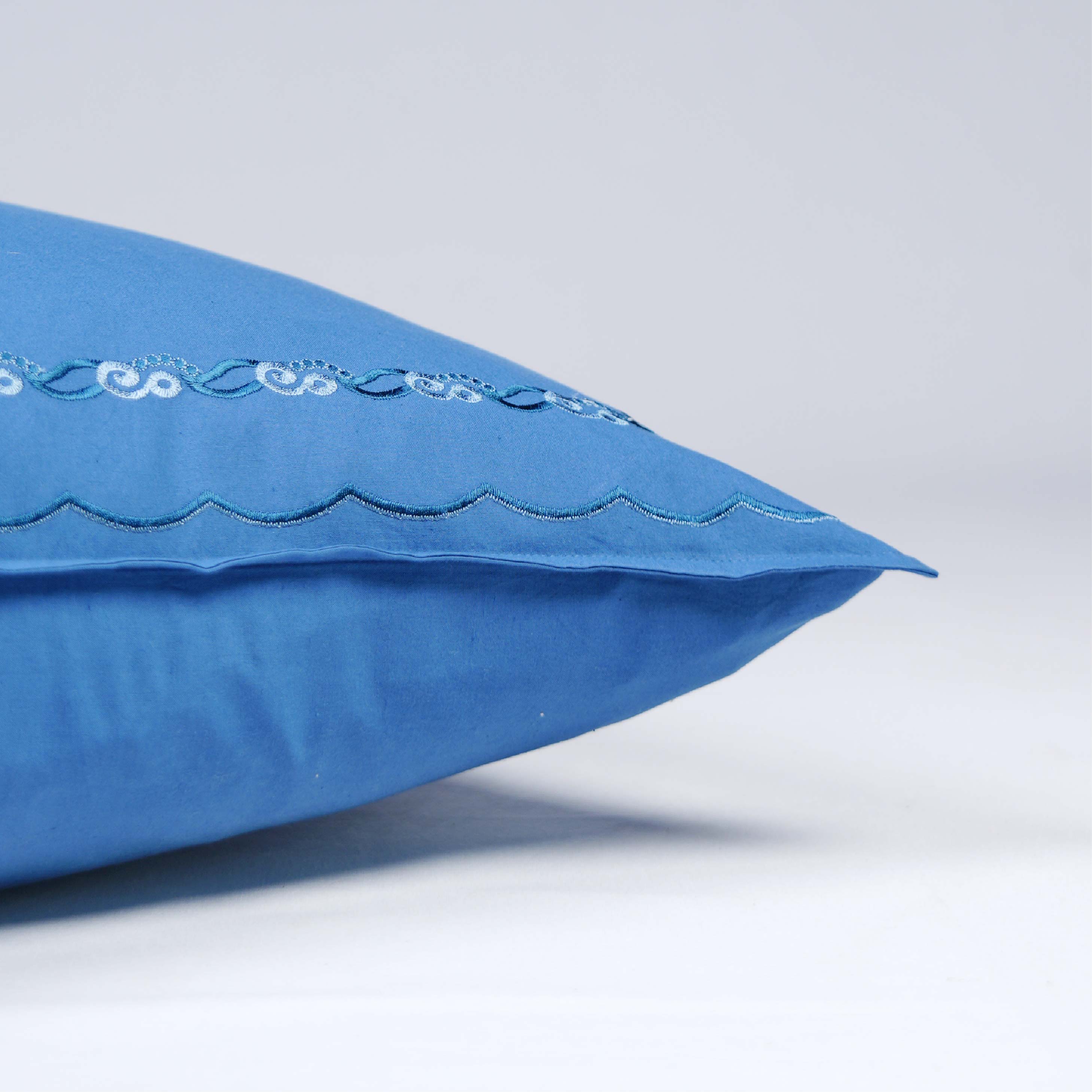 Pillow Cover - Scalloped Bale - Baja Blue