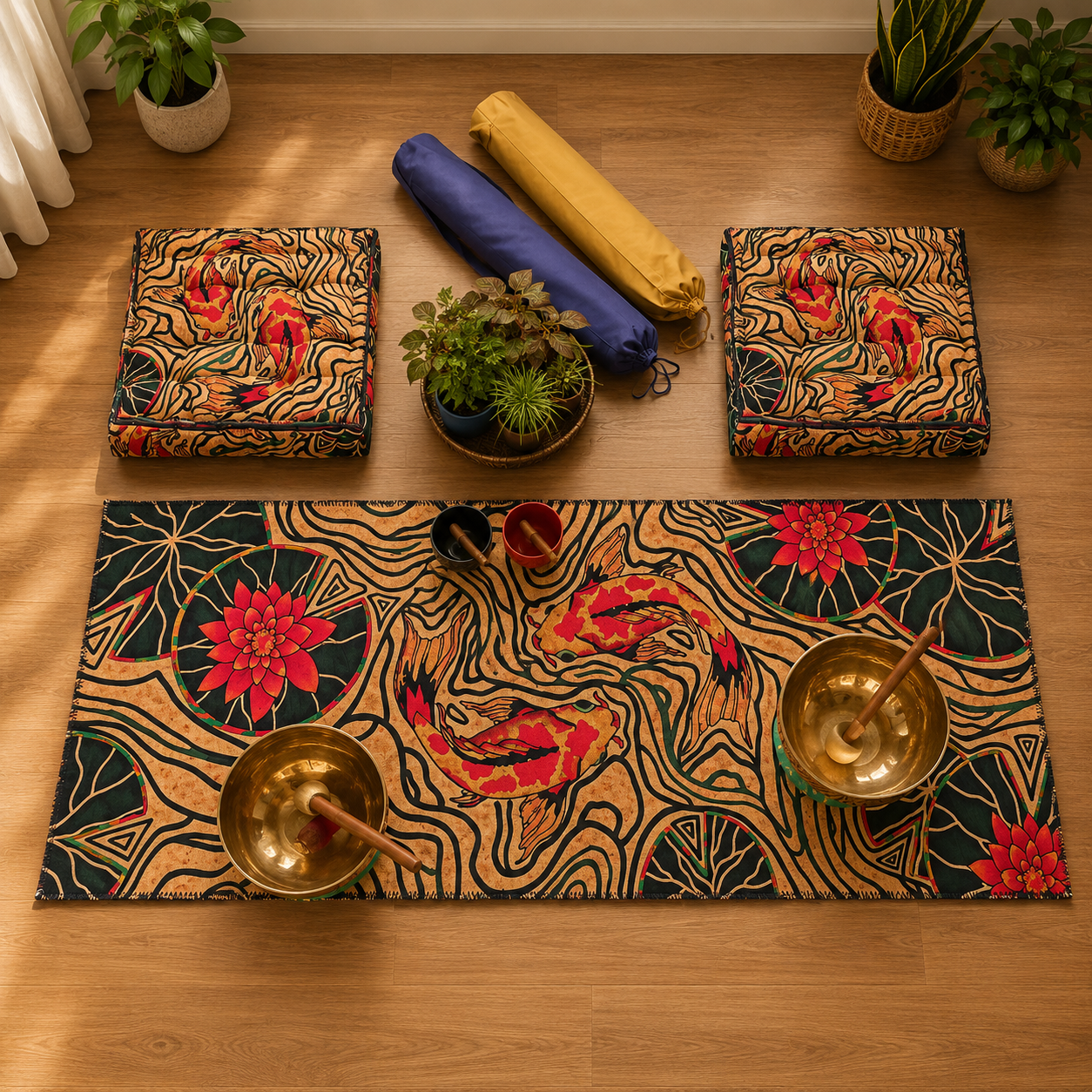 Koi Mustard Yoga Mat with Cover