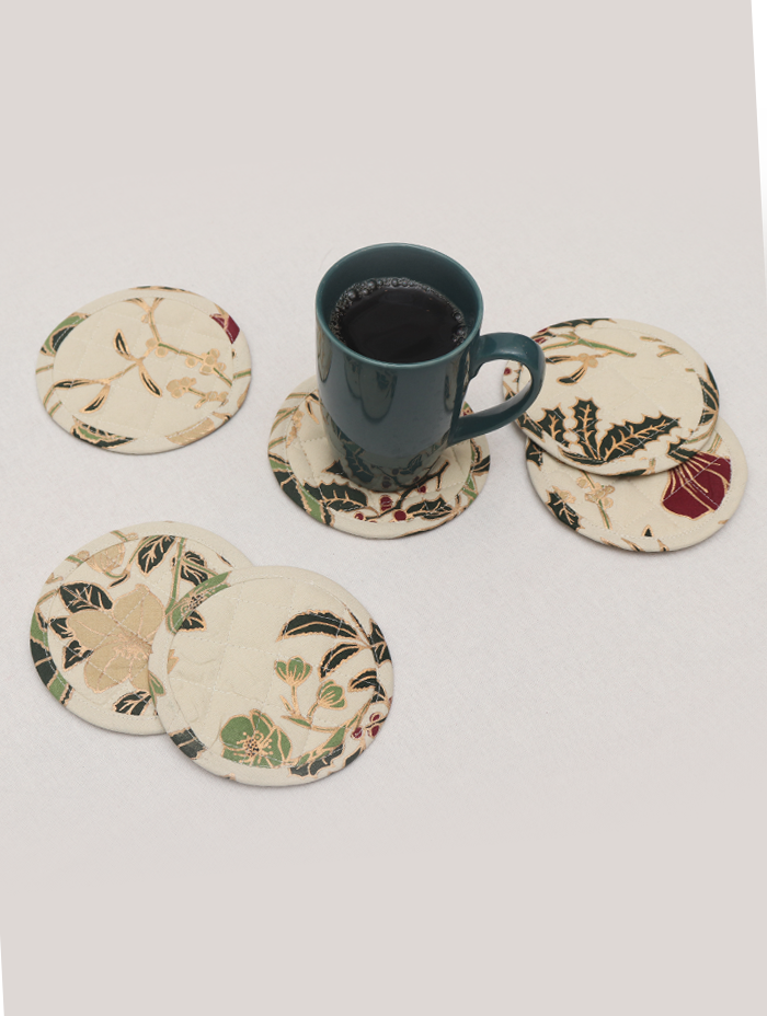 Coaster Set Of 6 - Herberium Red/Green