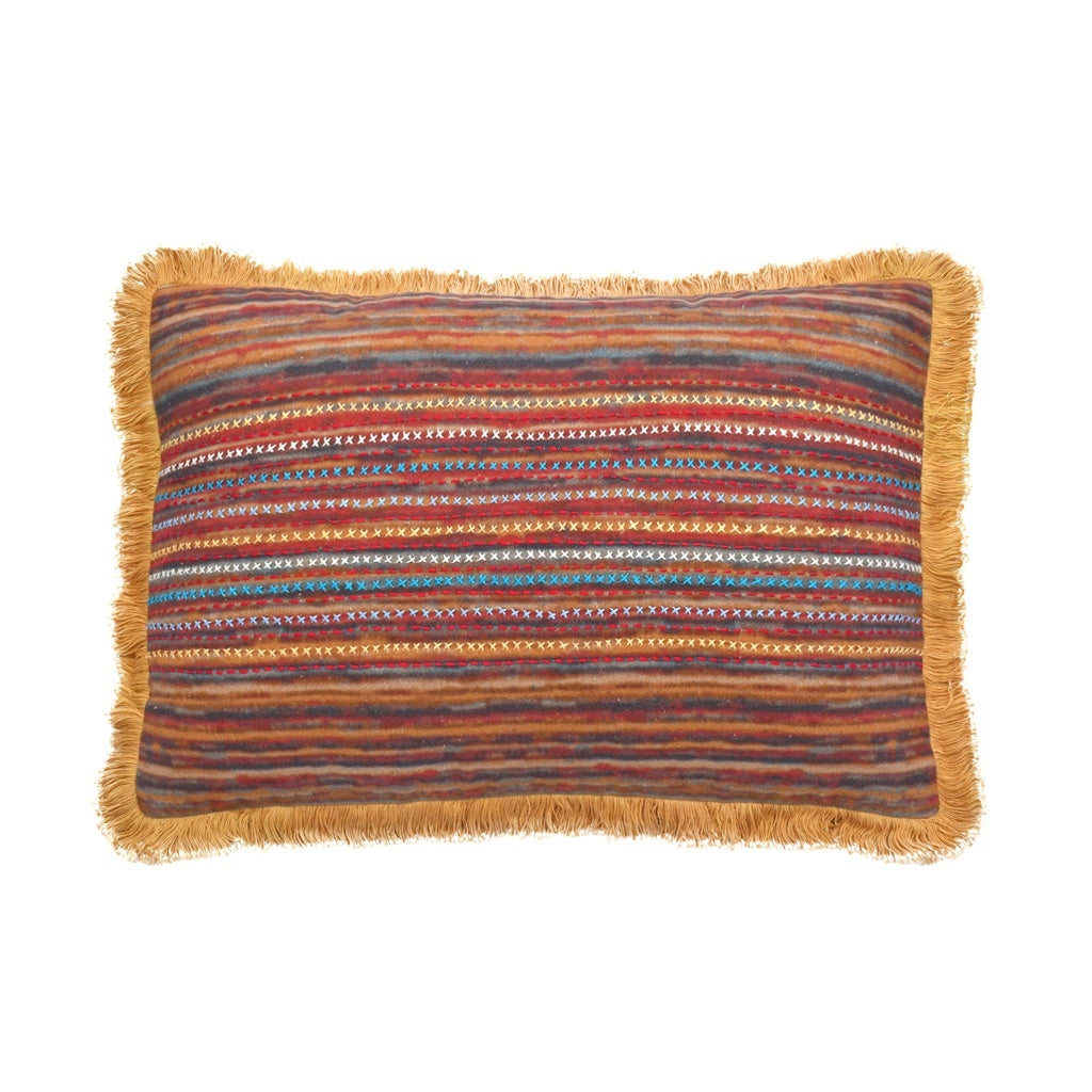 Cushion Cover with Fringe - Kilim Stripes Golden Vista