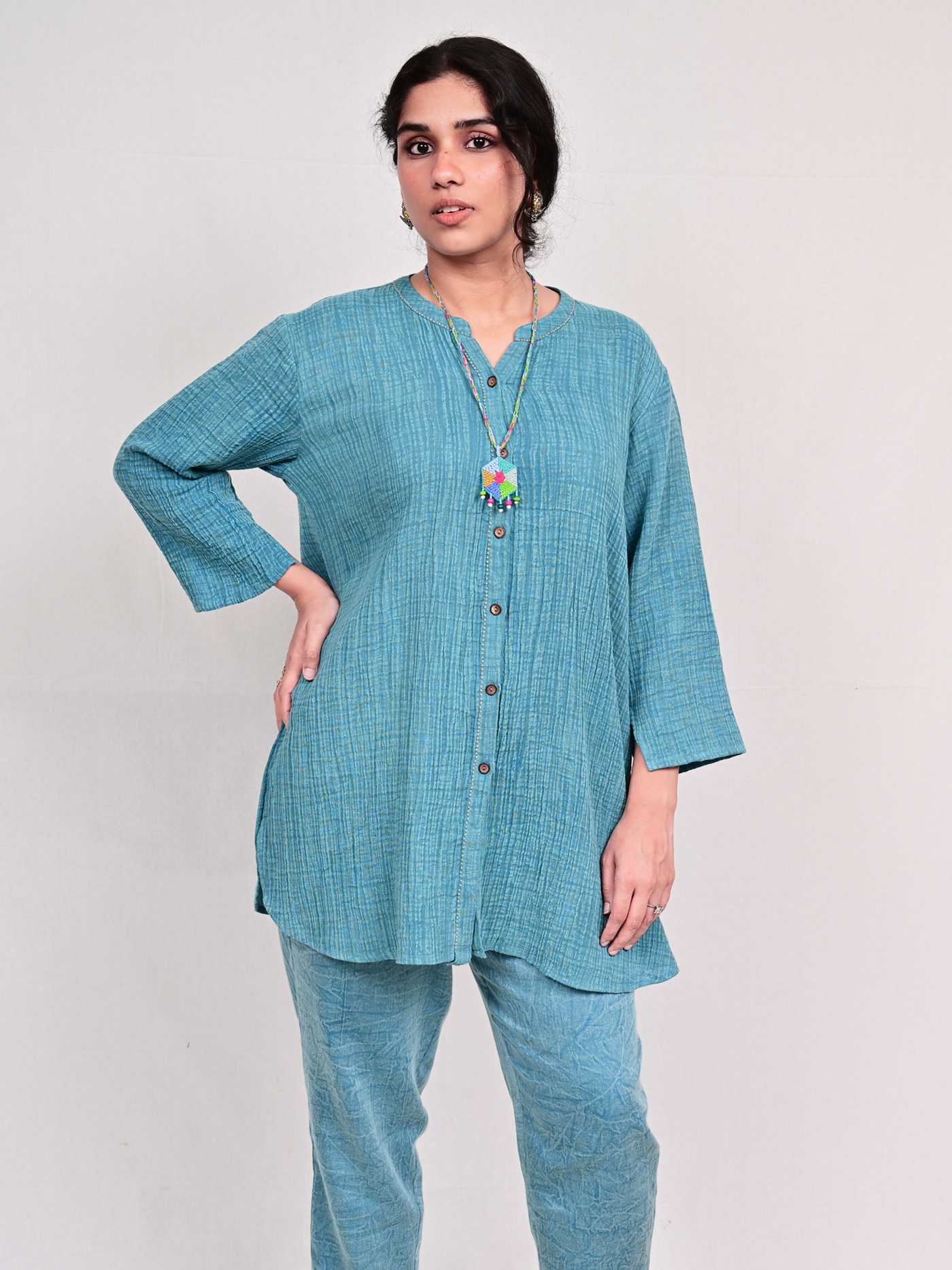 Kani Top - Cora Flax Engym Blue