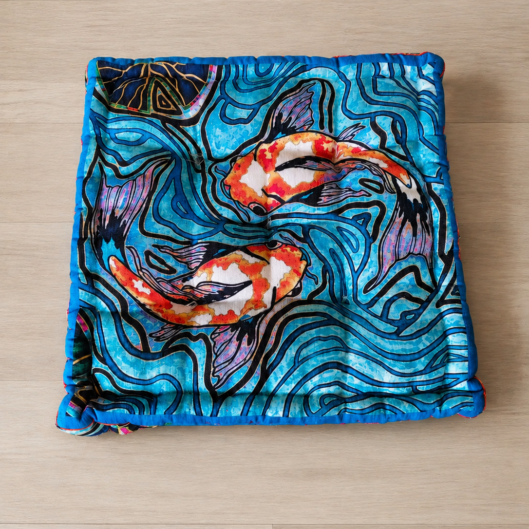 Koi Blue Box Cushion