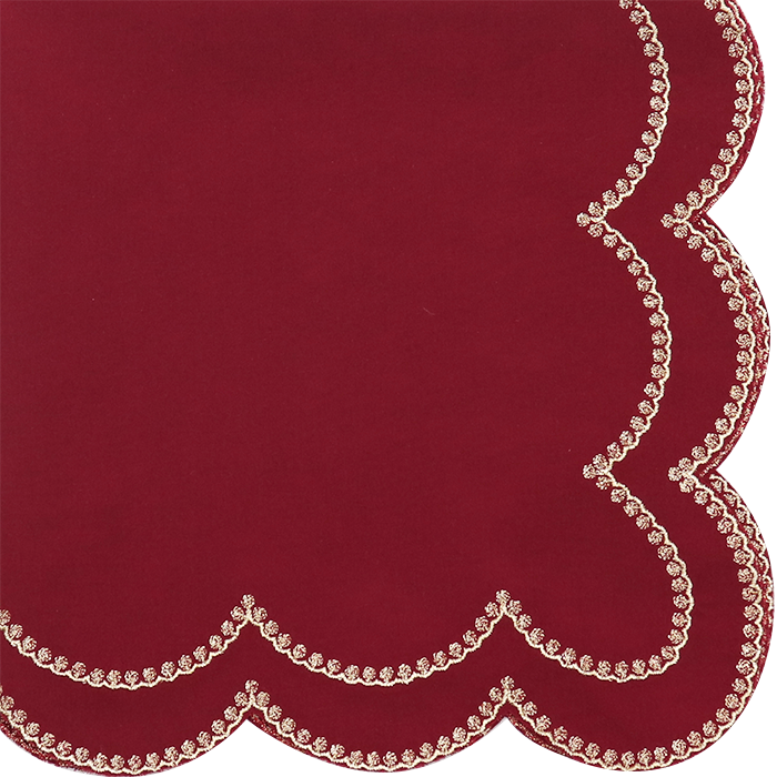 Napkin (Set of 6) - Kundan Scalloped Mehroon