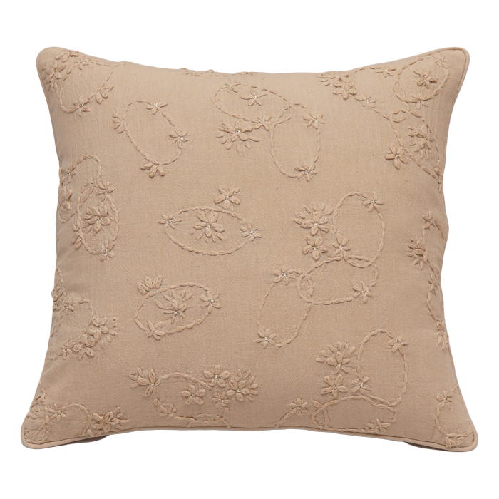Cushion Cover - Woven Emb Floral Beige