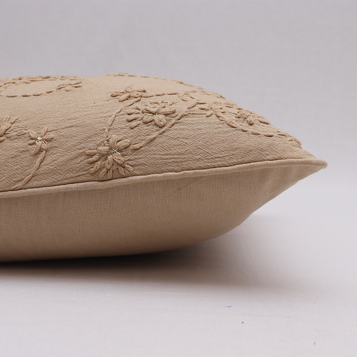Cushion Cover - Woven Emb Floral Beige