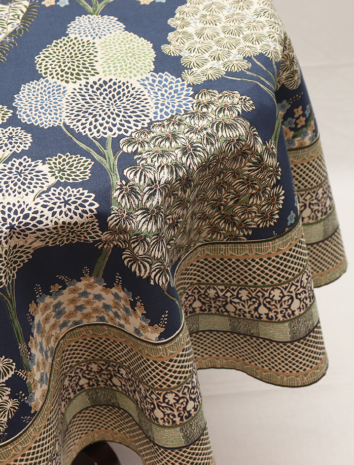 Round Table Cloth  - Pichwai Prussian Blue