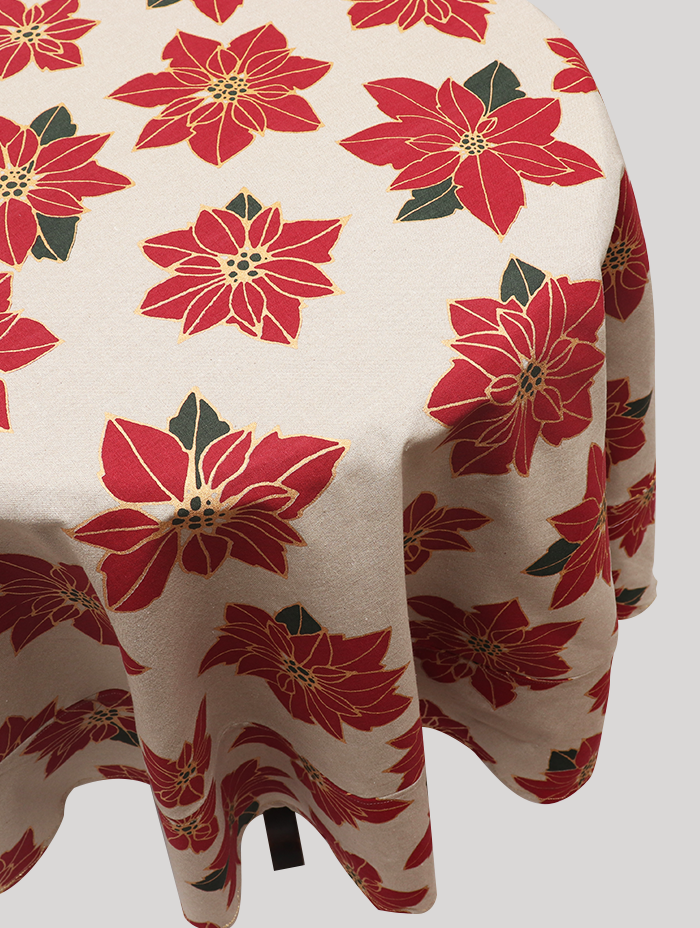 Round Table Cloth - Poinsettia Red
