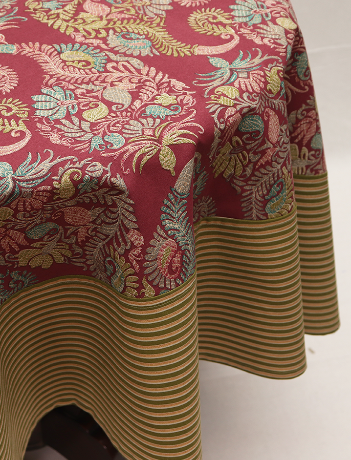 Round Table Cloth  - Ambara Tartar Red