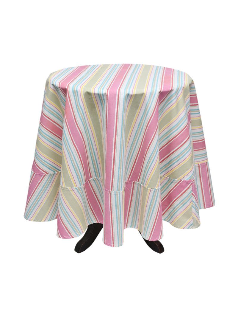 Round Table Cloth - Breuninger Stripe Green Sheen