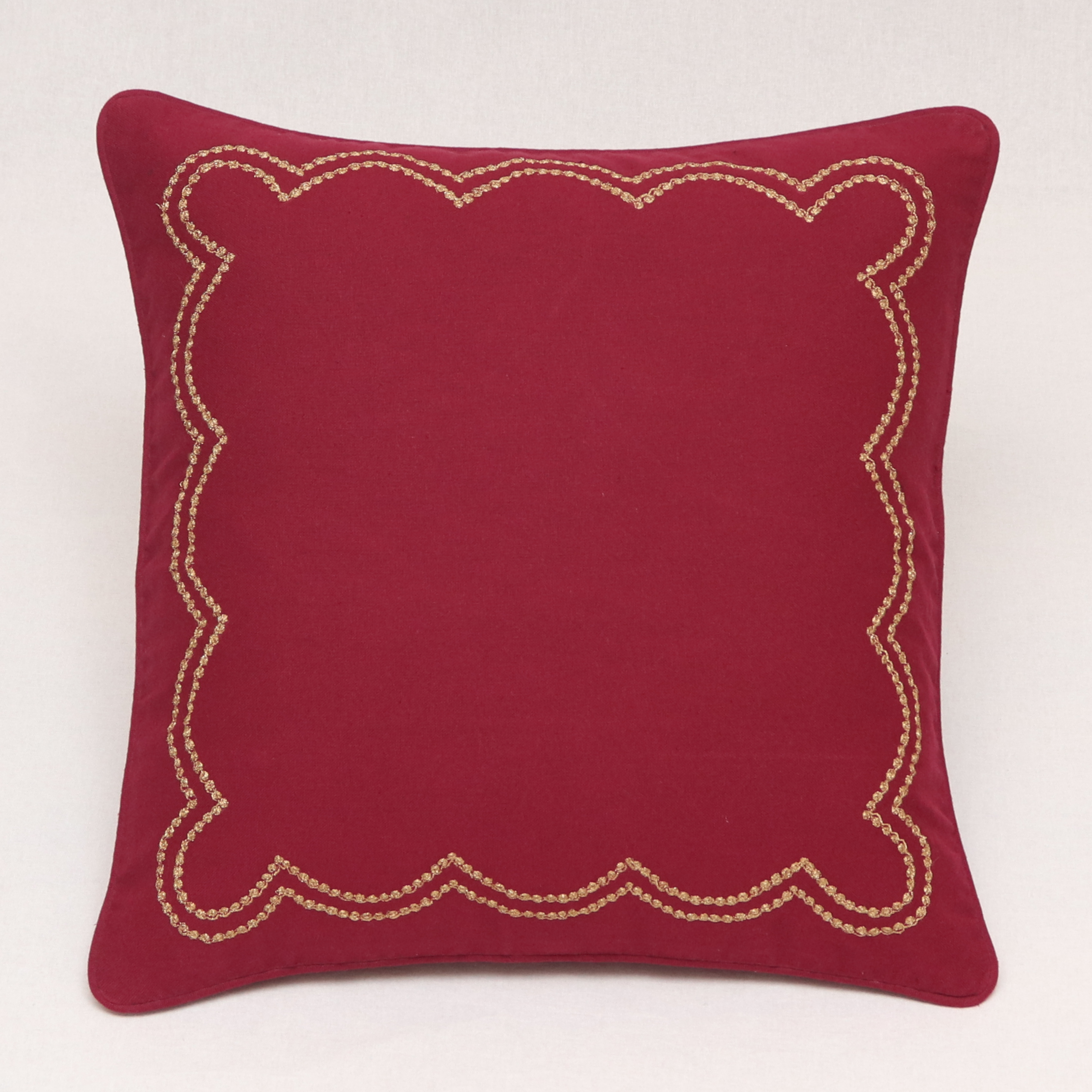 Cushion Cover - Kundan Scalloped Mehroon
