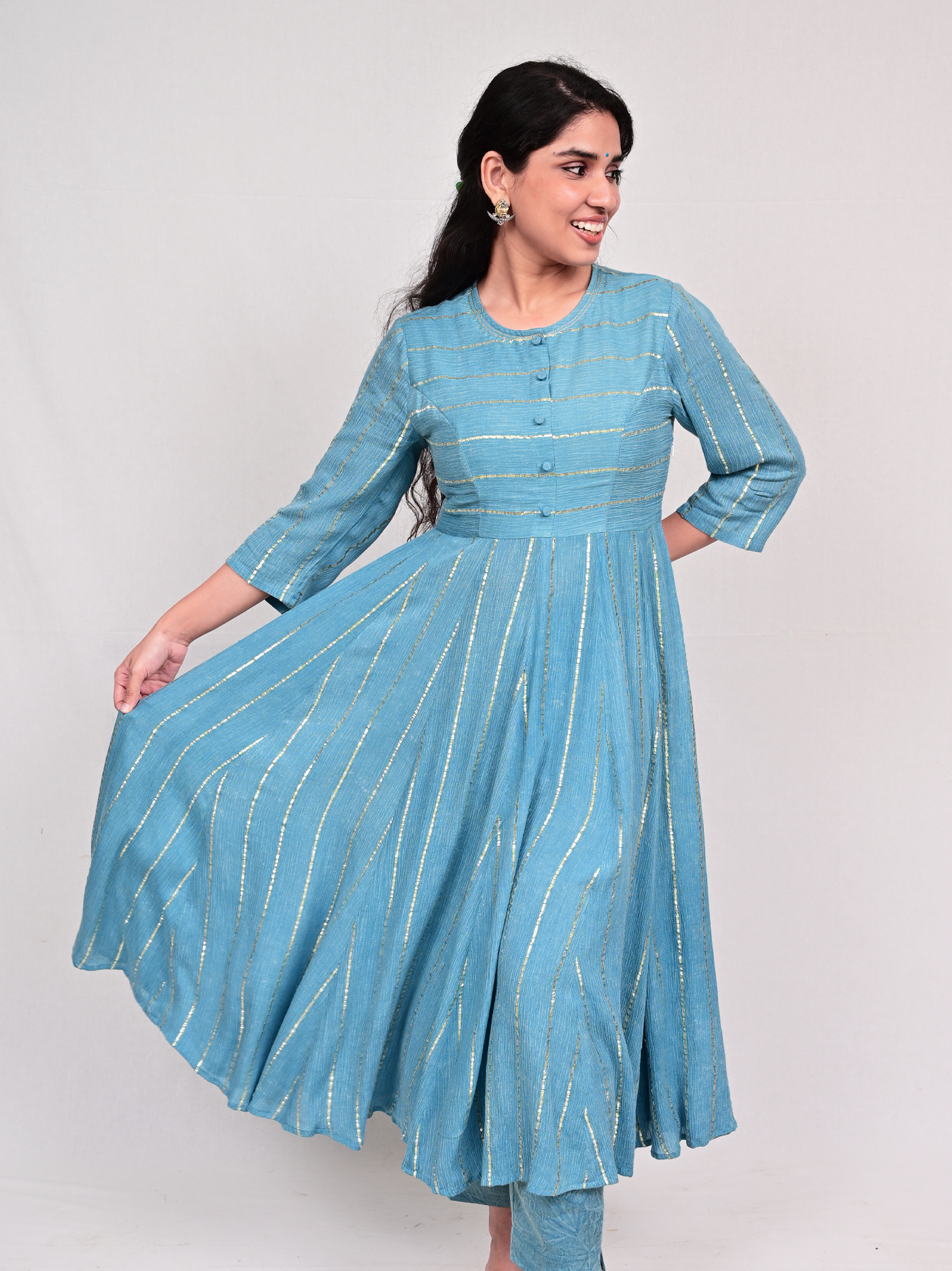 Swarna Dress - Lurex Engym Blue