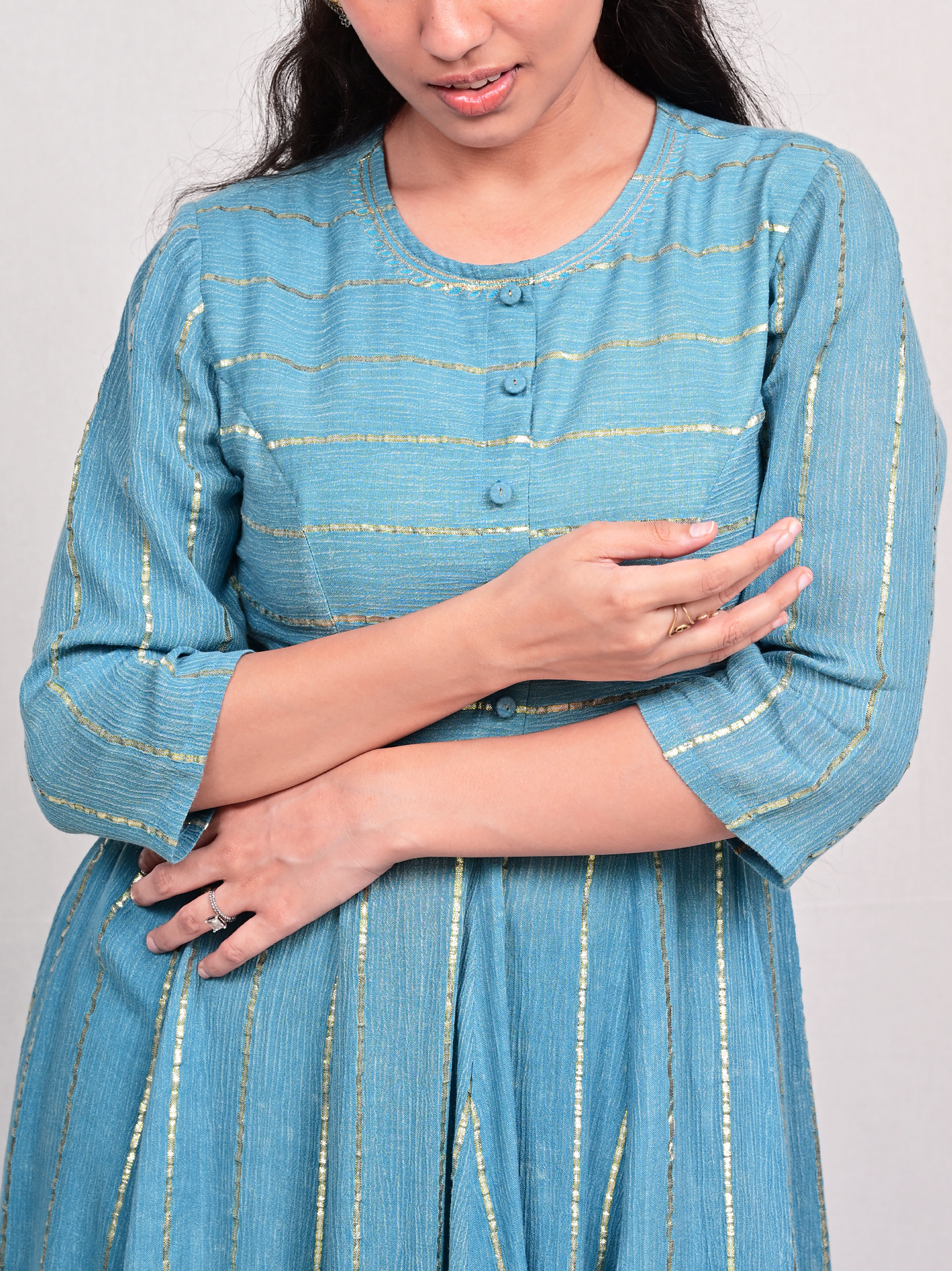 Swarna Dress - Lurex Engym Blue