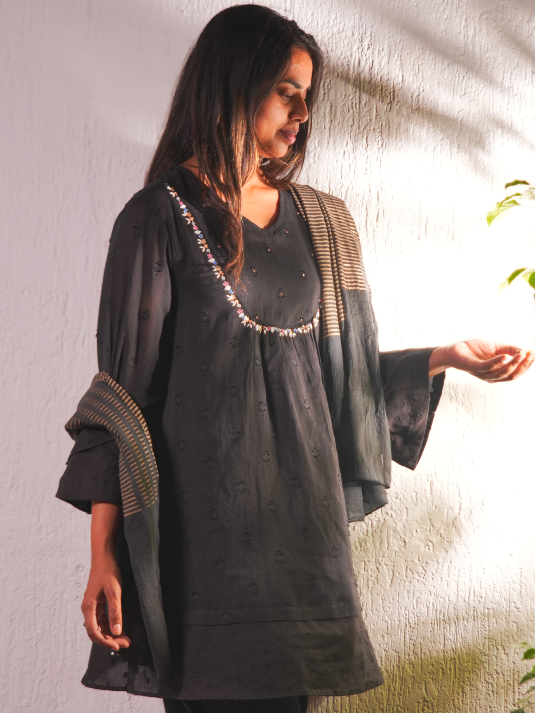 Farsi Kurta with Slip - Black