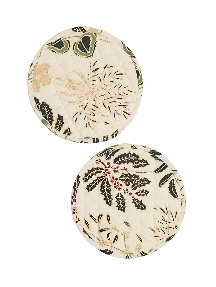 Trivet set of 4- Herberium Red/Green